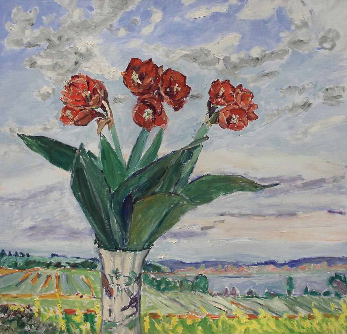 Dorothy Knowles Red Flowers and Landscape
